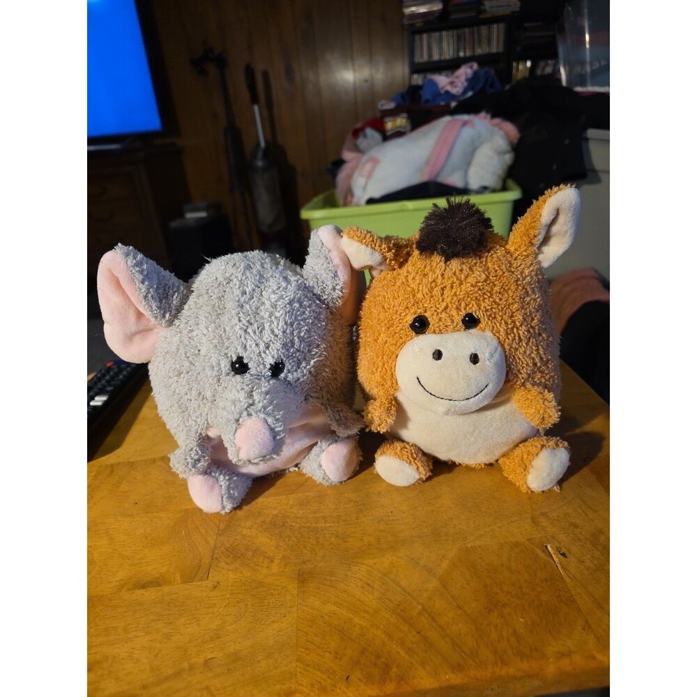 2 Soft Hug Fun Plush Elephant & Horse 7"